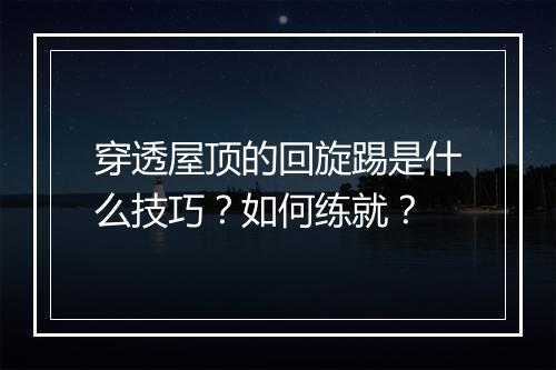 穿透屋顶的回旋踢是什么技巧？如何练就？